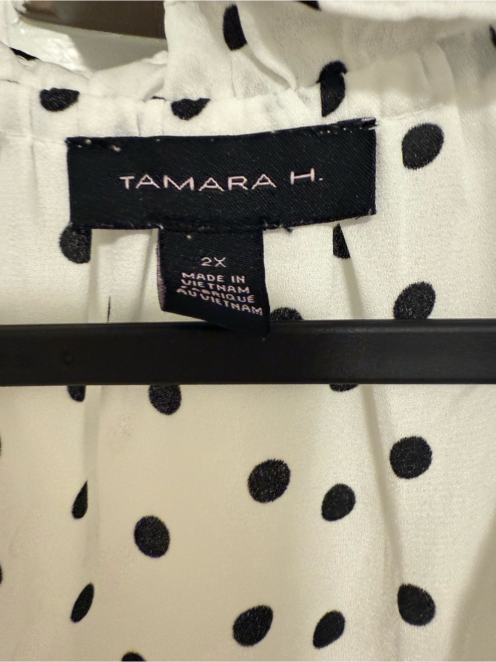 Ruffle Sleeve Polka Dot V-Neck Blouse - White/Black - Picture 3 of 3